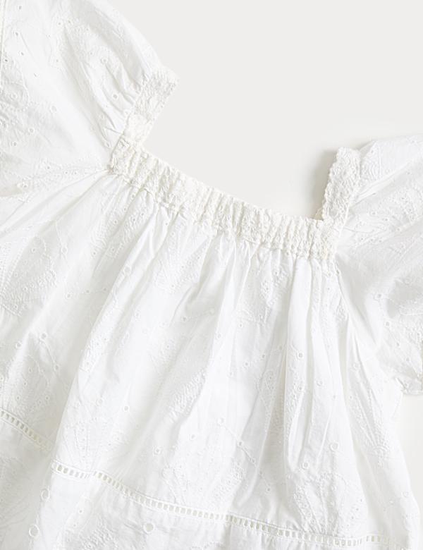 Pure Cotton Shell Broderie Top (2-8 Years)