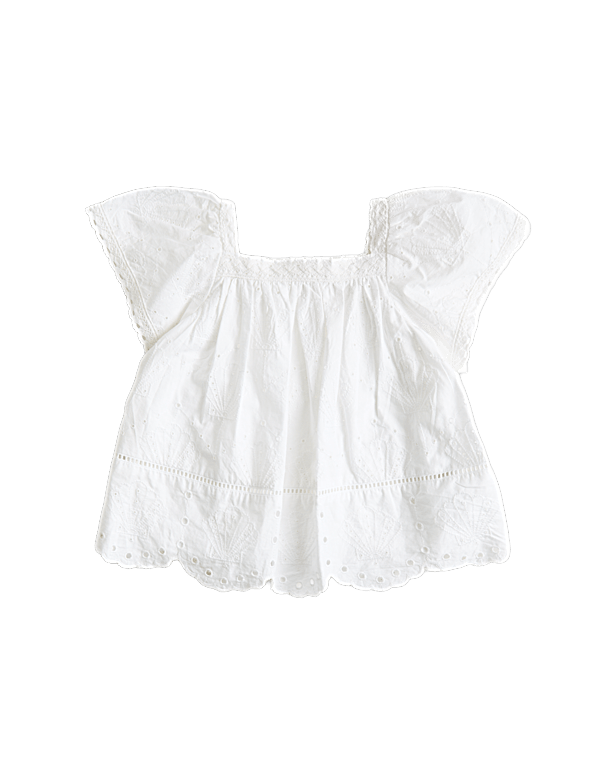 Pure Cotton Shell Broderie Top (2-8 Years)