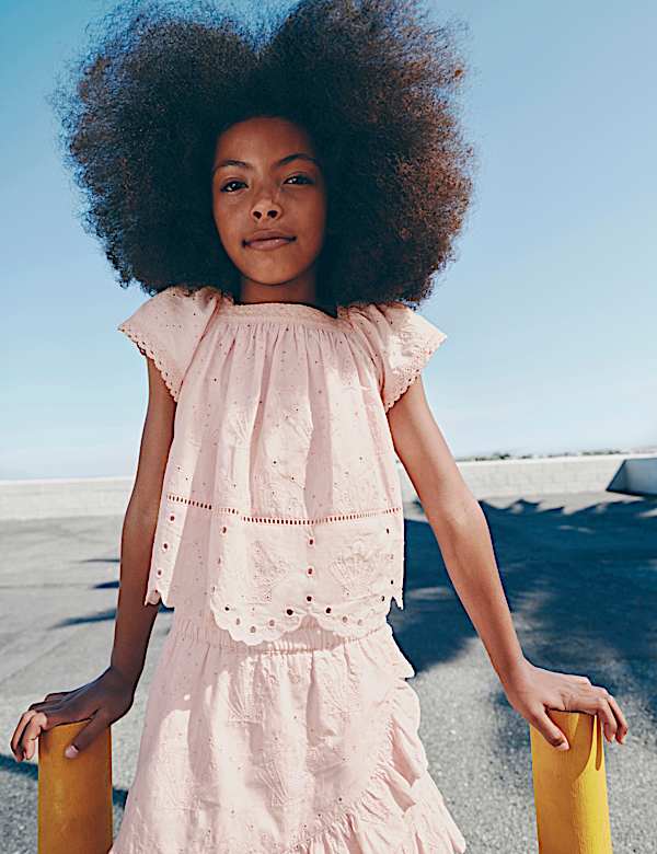 Pure Cotton Shell Broderie Top (2-8 Yrs)