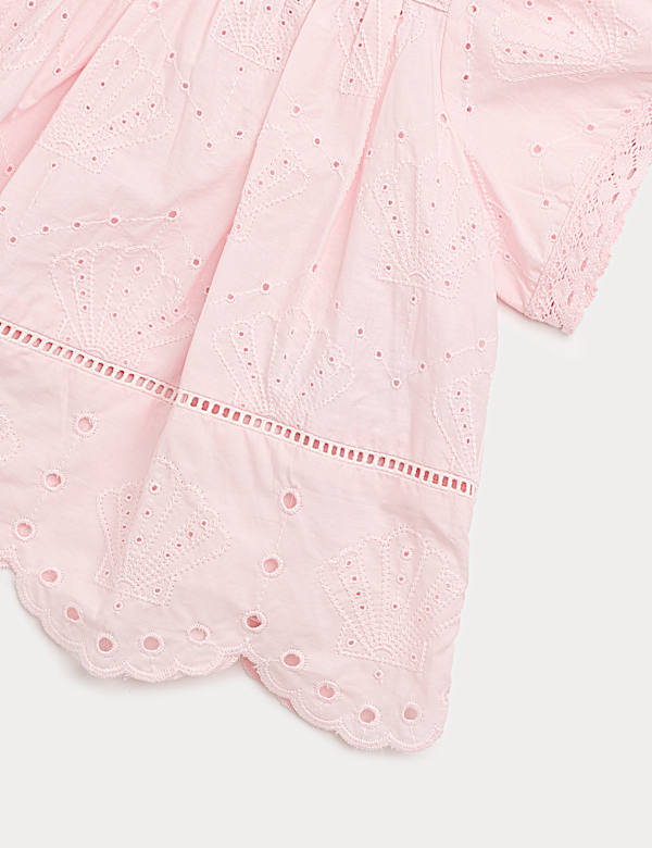 Pure Cotton Shell Broderie Top (2-8 Years)