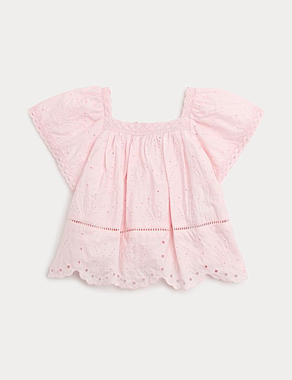 Pure Cotton Shell Broderie Top (2-8 Years)