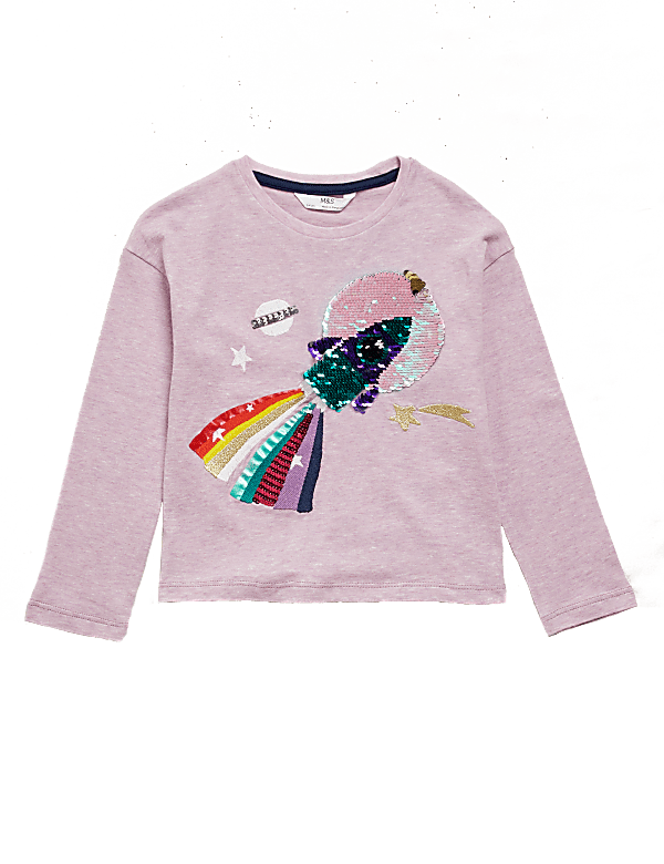 Pure Cotton Reversible Sequin Rocket Top (2-7 Yrs)
