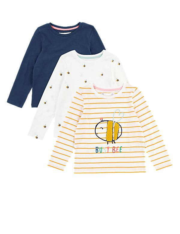 3 Pack Cotton Bee Design Tops (2-7 Years)