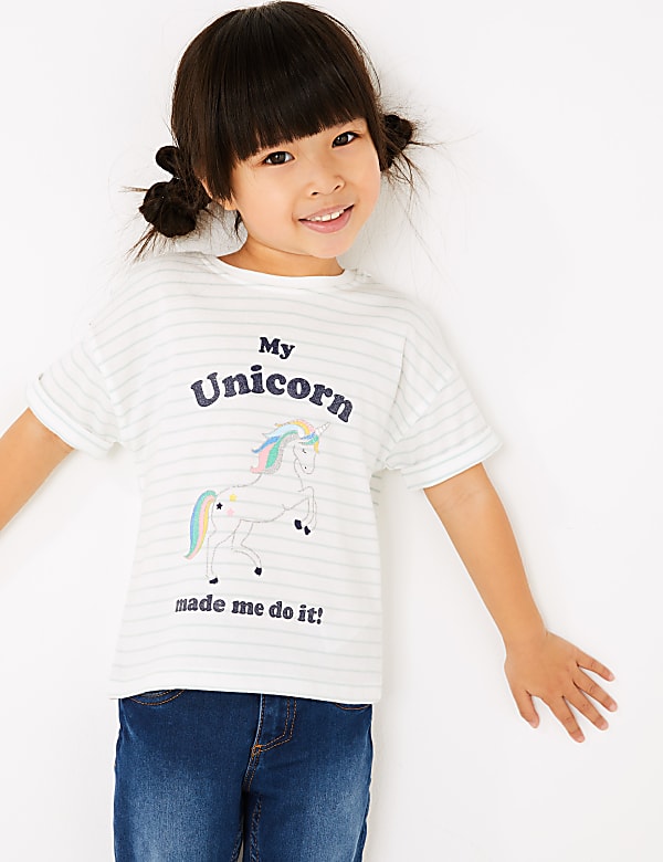 3 Pack Cotton Unicorn T-Shirts (2-7 Yrs)