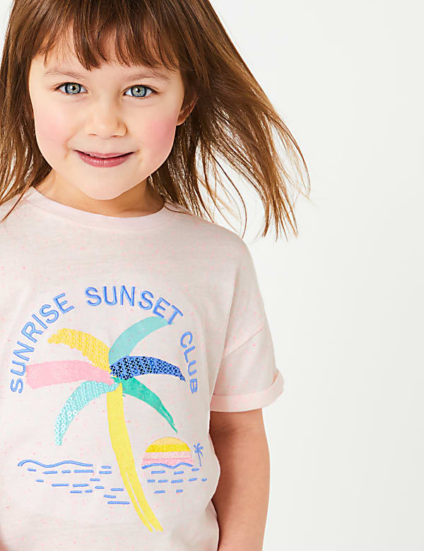 5 Pack Cotton Palm Sunset T-Shirts (2-7 Yrs)