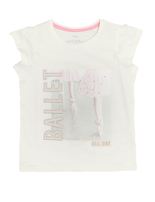 Pure Cotton Ballet All Day Slogan T-Shirt (2-7 Yrs)
