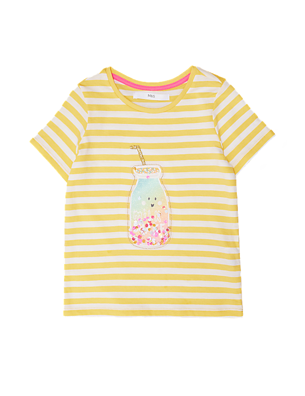 Pure Cotton Sequin Milkshake T-Shirt (2-7 Yrs)