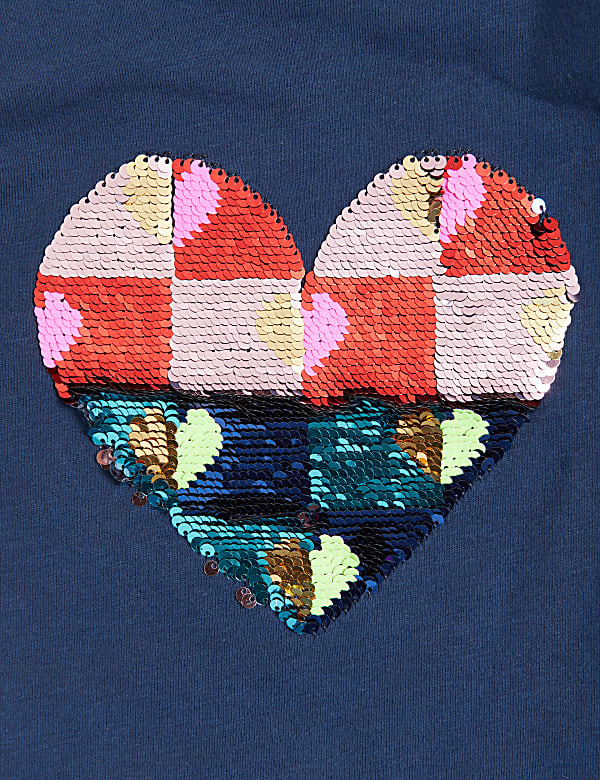 Cotton Rich Reversible Sequin Heart T-Shirt