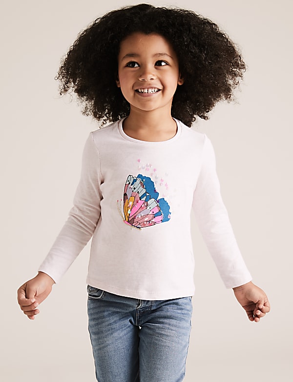3pk Pure Cotton Butterfly Tops (2-7 Yrs)