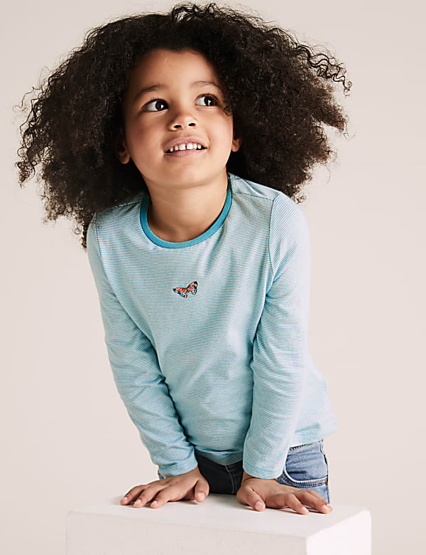 3pk Pure Cotton Butterfly Tops (2-7 Yrs)