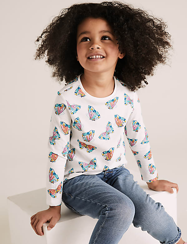 3pk Pure Cotton Butterfly Tops (2-7 Yrs)