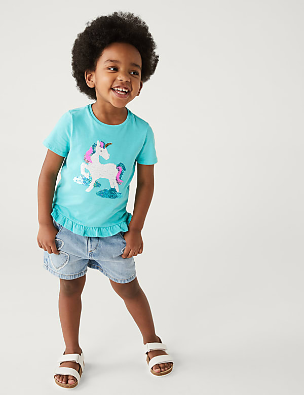 Cotton Rich Reversible Sequin Unicorn T-Shirt