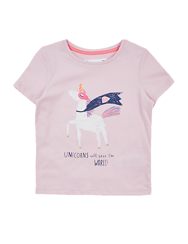 Cotton Unicorn Hero Print T-Shirt
