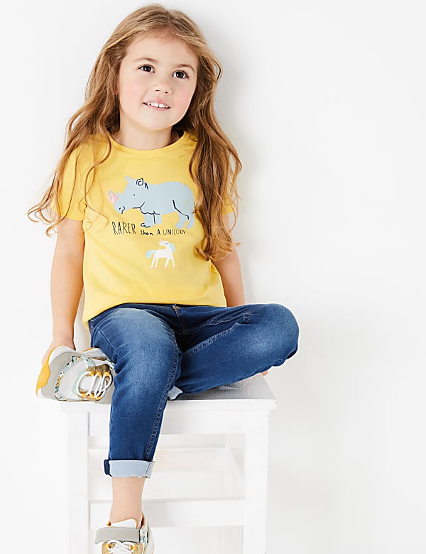 Cotton Rhino & Unicorn Print T-Shirt (2-7 Years)