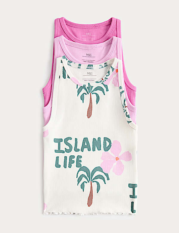 NEXT Meisje Set van 3 katoenrijke maillots met kabelpatroon Charcoal Grey/Pink/Cream 122-128