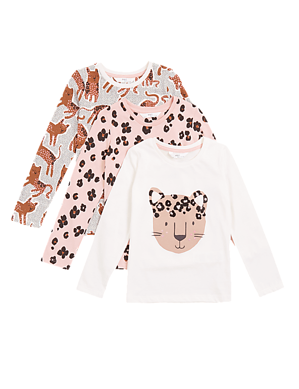 3pk Pure Cotton Leopard Print Tops