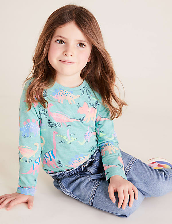 3pk Pure Cotton Dinosaur Tops (2-7 Yrs)