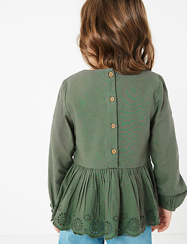 Cotton Broderie Frill Blouse (2-7 Yrs)