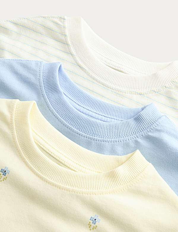 Lot de 3 t-shirts 100 % coton fleuri (du 2 au 8 ans) - LU