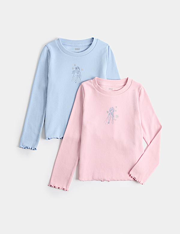 2 Pack Cotton Rich Disney Frozen&trade; Tops (2-8 Yrs)