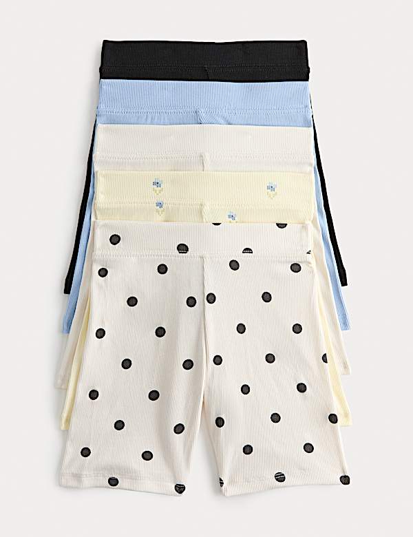 5 Pack Cotton Rich Patterned Cycling Shorts (2-8 Years)