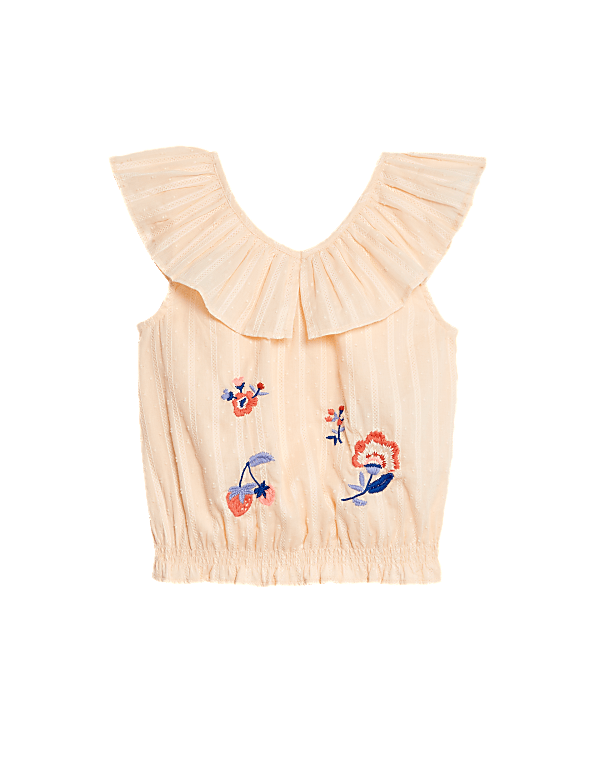 Pure Cotton Embroidered Floral Top (2 - 8 Yrs)