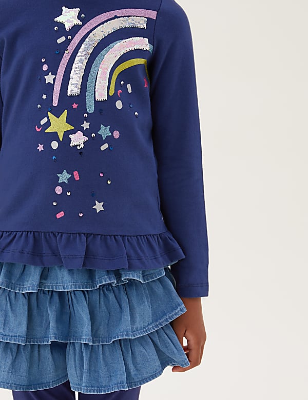 Pure Cotton Sequin Rainbow Top (2-7 Yrs)