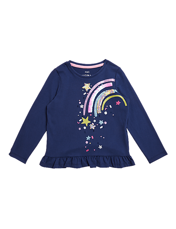 Pure Cotton Sequin Rainbow Top (2-7 Yrs)