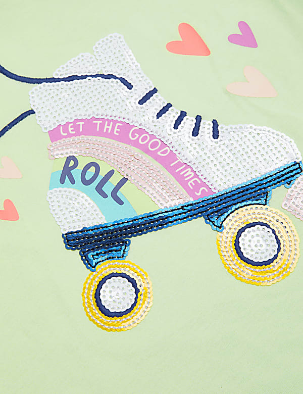 Pure Cotton Rollerskate Sequin T-Shirt