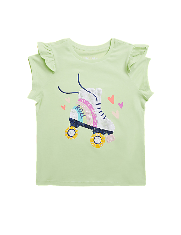 Pure Cotton Rollerskate Sequin T-Shirt