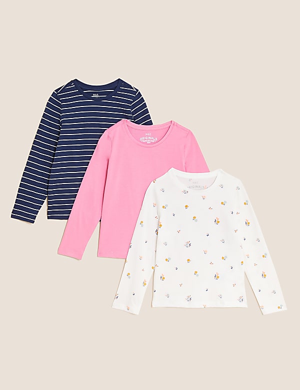 3pk Pure Cotton Tops (2-7 Yrs) - LU
