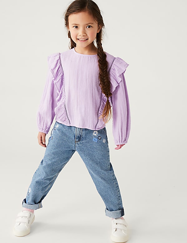 Pure Cotton Frill Blouse