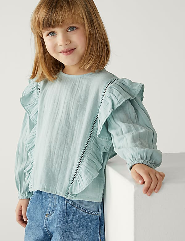 Pure Cotton Frill Blouse