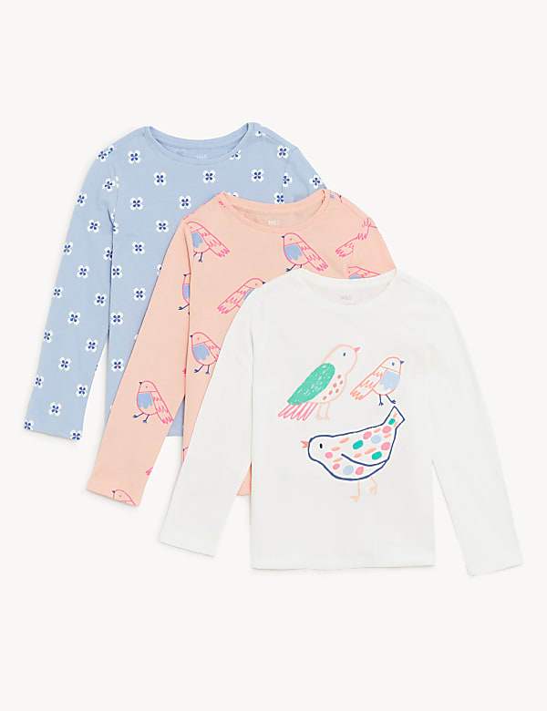3pk Pure Cotton Bird & Floral Tops