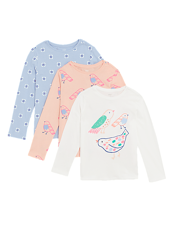 3pk Pure Cotton Bird & Floral Tops