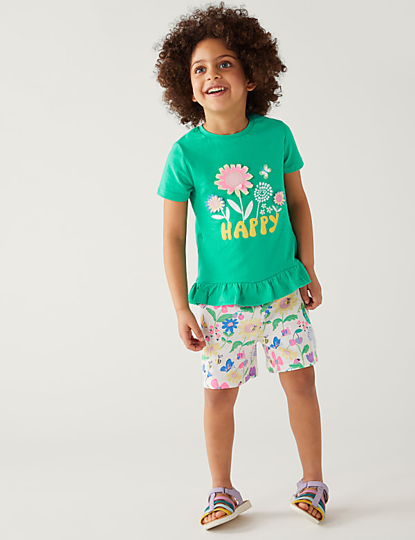 3pk Pure Cotton Floral T-Shirts