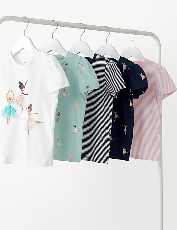 Set van 5 puur katoenen tops met print (2-8 jaar) - BE