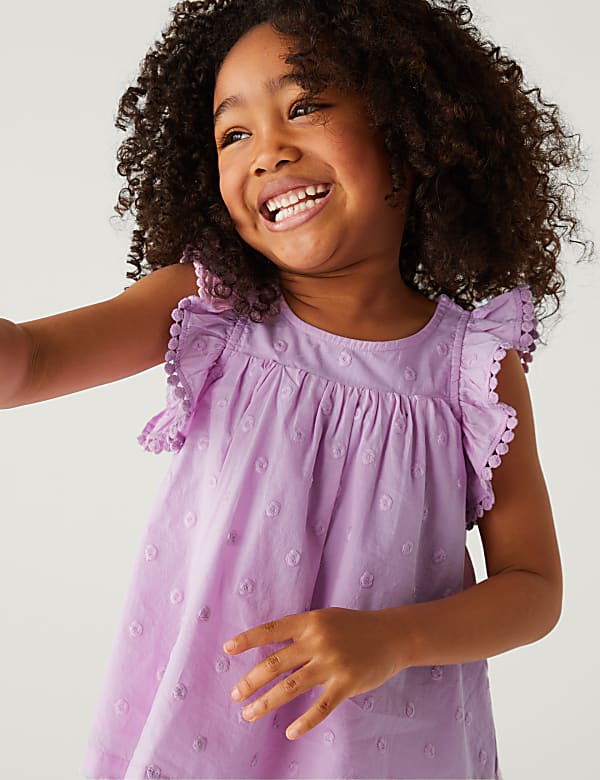 Pure Cotton Spotted Top (2-8 Yrs)