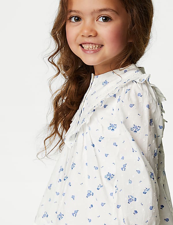 Pure Cotton Floral Blouse Top (2-8 Yrs)