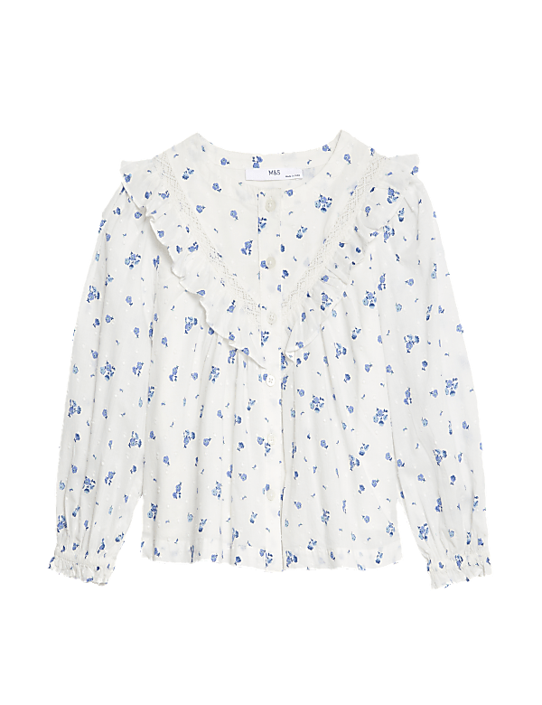 Pure Cotton Floral Blouse Top (2-8 Yrs)