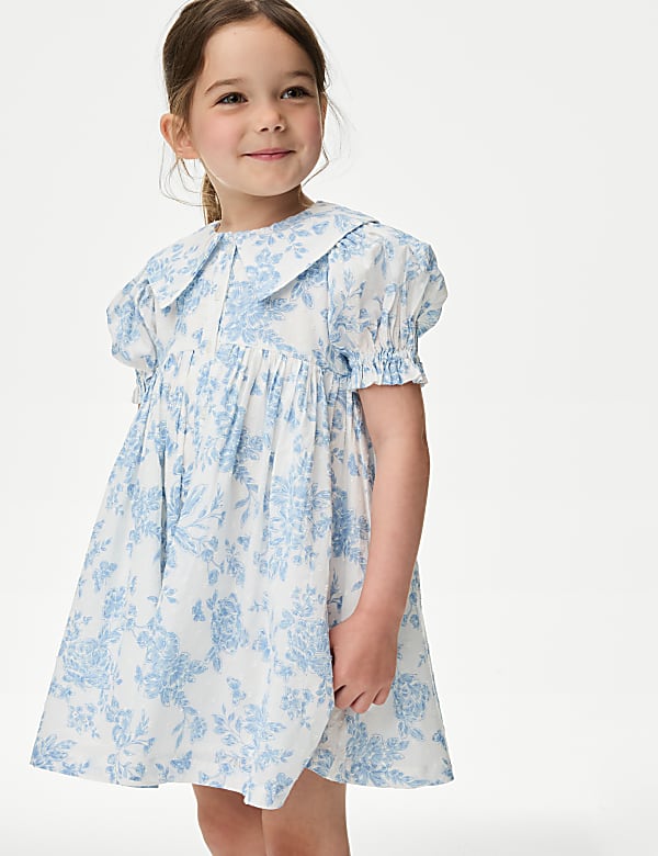 Pure Cotton Floral Dress (2-8 Yrs) - GR