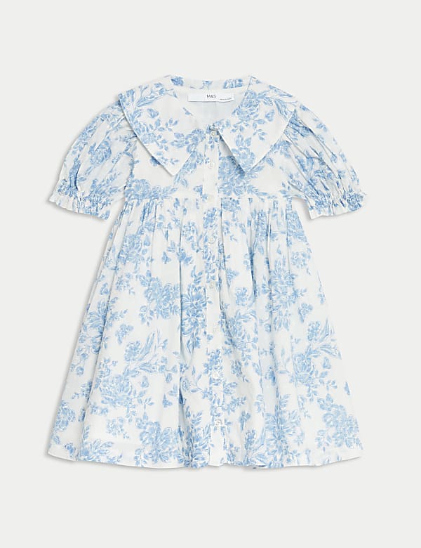 Pure Cotton Floral Dress (2-8 Yrs) - EE