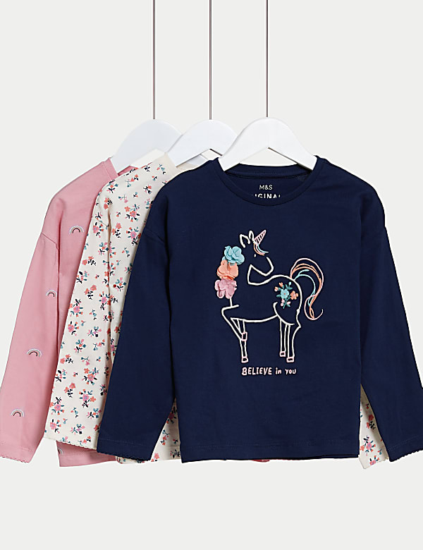 Lot de 3&nbsp;hauts 100&nbsp;% coton avec motif (du&nbsp;2 au 8&nbsp;ans) - FR