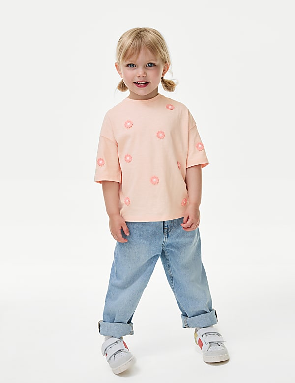 Cotton Rich Floral Applique T-Shirt (2-8 Yrs)