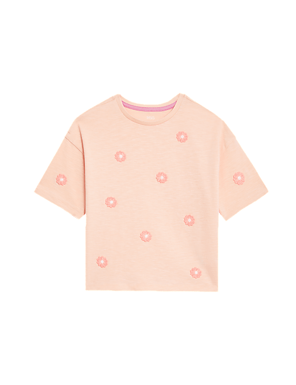 Cotton Rich Floral Applique T-Shirt (2-8 Yrs)
