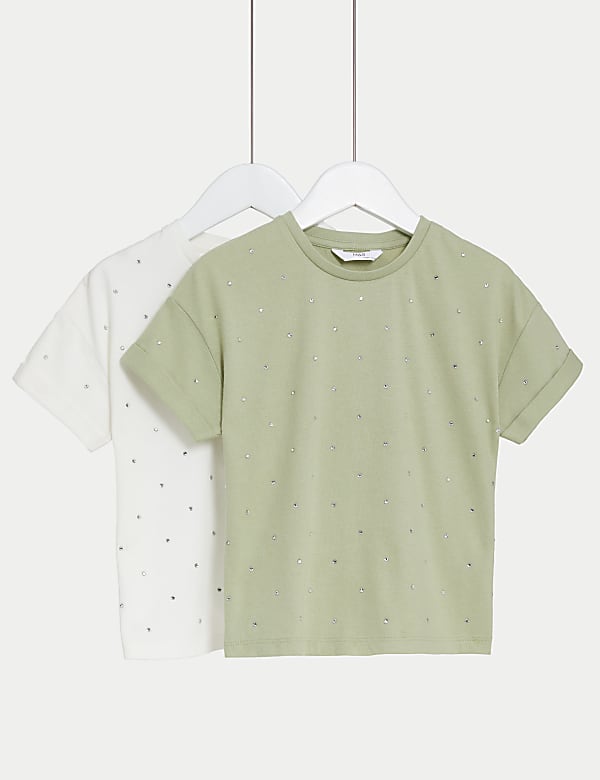 2er-Pack T-Shirts aus reiner Baumwolle mit Strass (2–8 J.) - DE