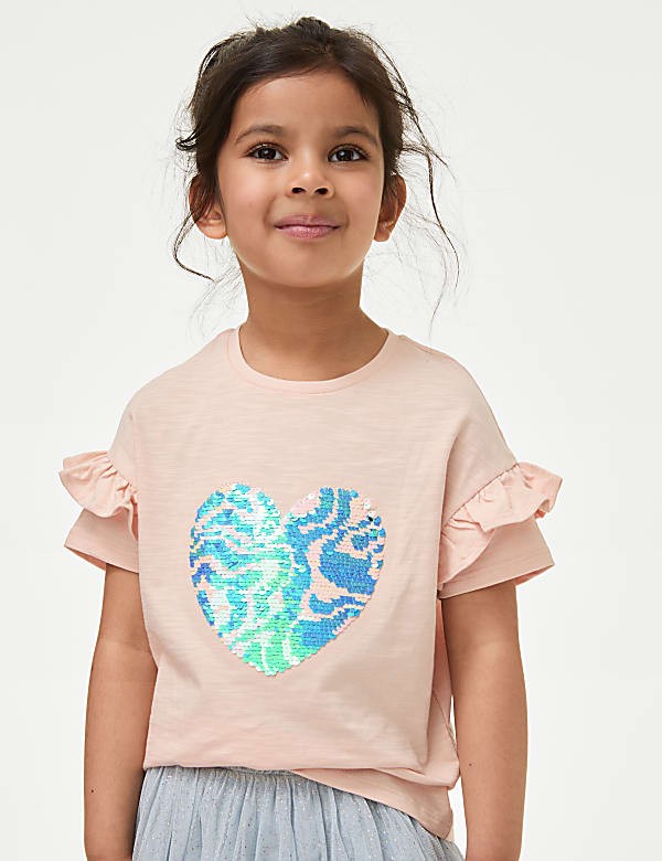 Pure Cotton Reversible Sequin T Shirt 2 8 Yrs BLUSH T shirts M S US