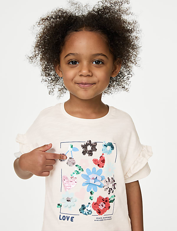 Pure Cotton Sequin T-Shirt (2-8 Yrs)