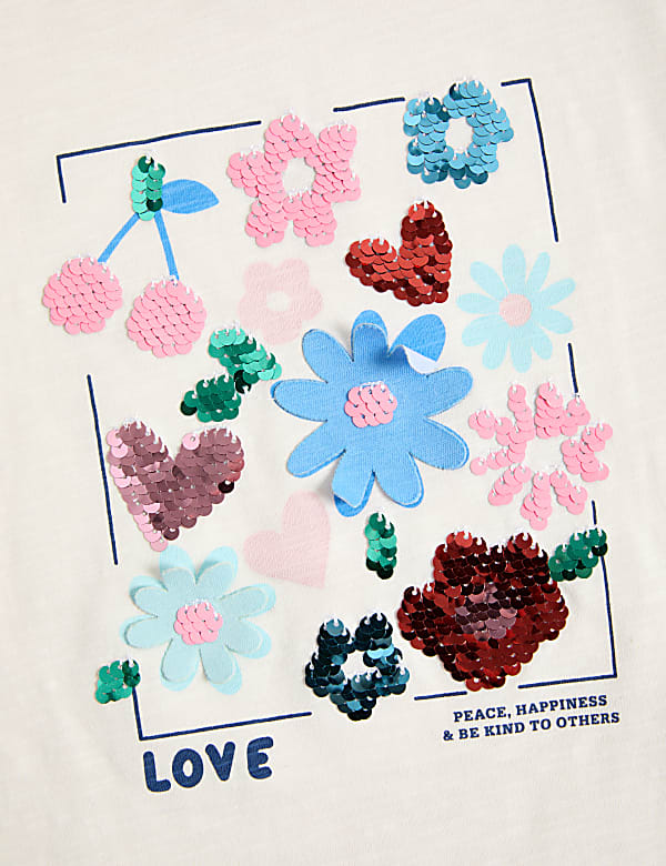Pure Cotton Sequin T-Shirt (2-8 Yrs)