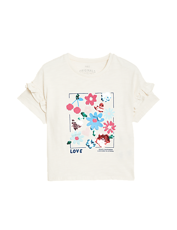 Pure Cotton Sequin T-Shirt (2-8 Yrs)